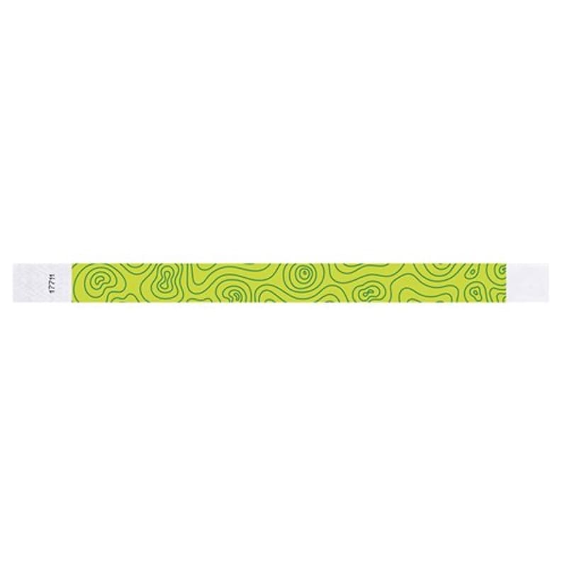 lime green tyvek wristband with kelly green topographical map design