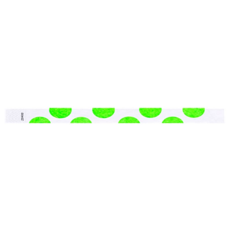 white tyvek wristband with neon green half circles