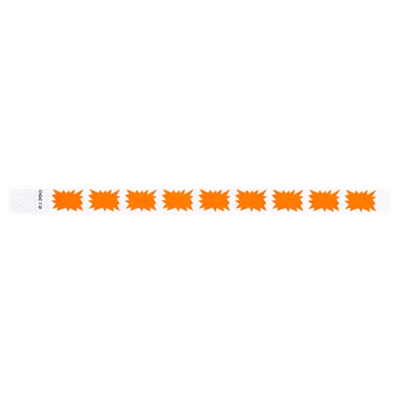 white tyvek wristband with neon orange bust pattern