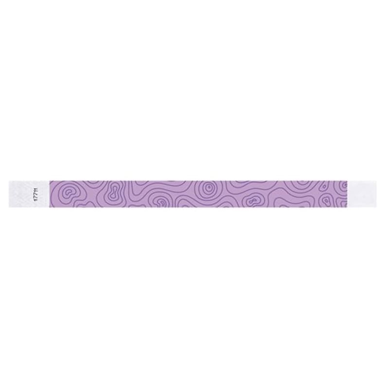 berry tyvek wristband with purple topographical map design