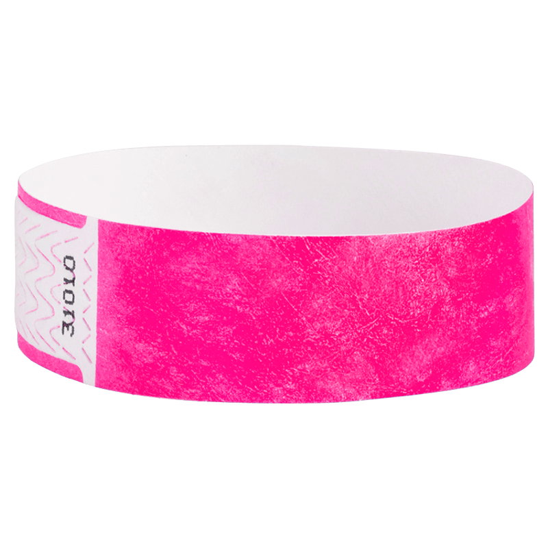 solid neon pink qwik fit tyvek 3-4 wristband - round version shown