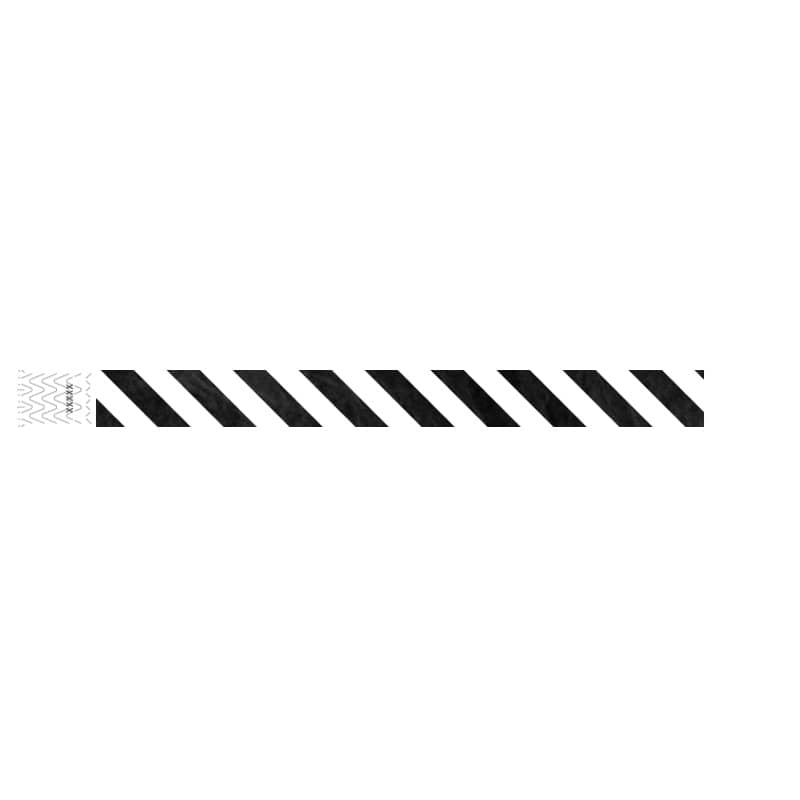white tyvek wristband with black diagonal stripes