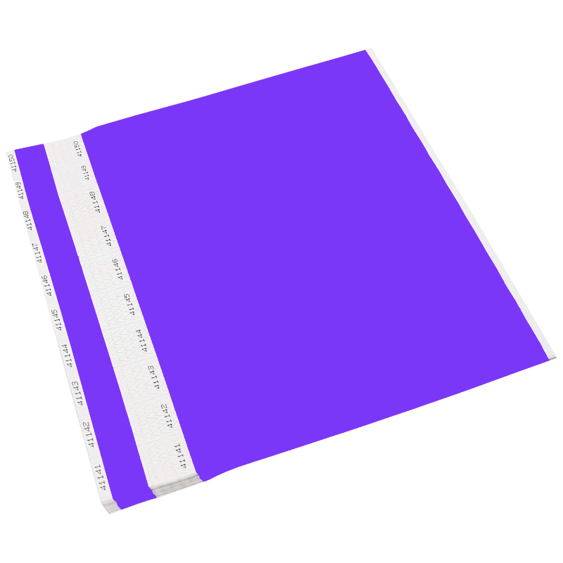 tyvek 1" detachable stub wristband sheets of 10 shown in purple