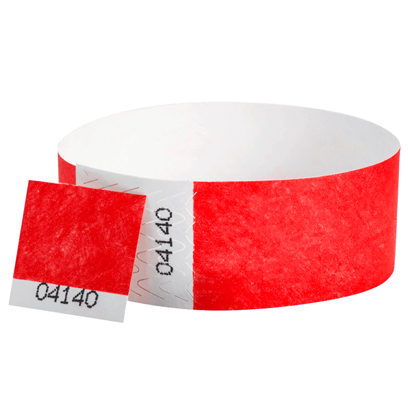tyvek 1" detachable stub wristband in neon red