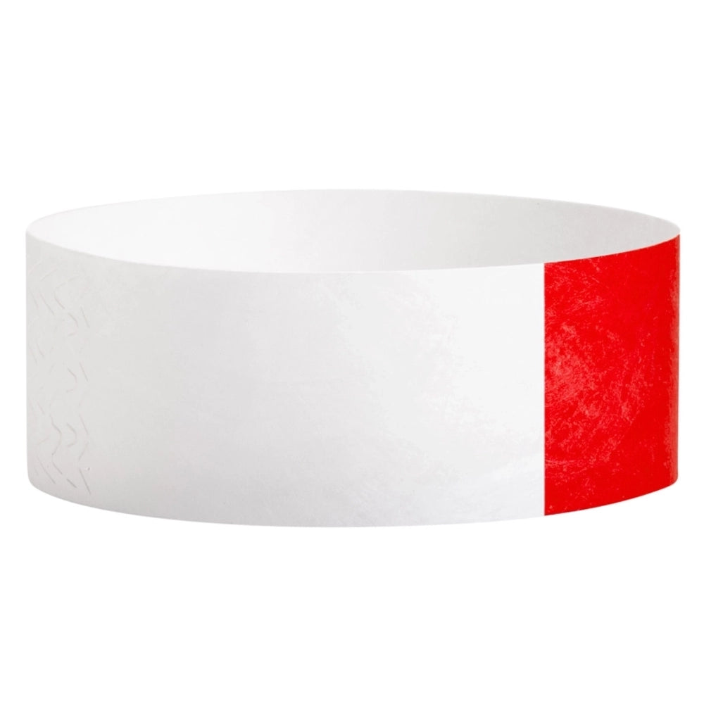 Tyvek 1" half flood wristband in neon red - shown in round