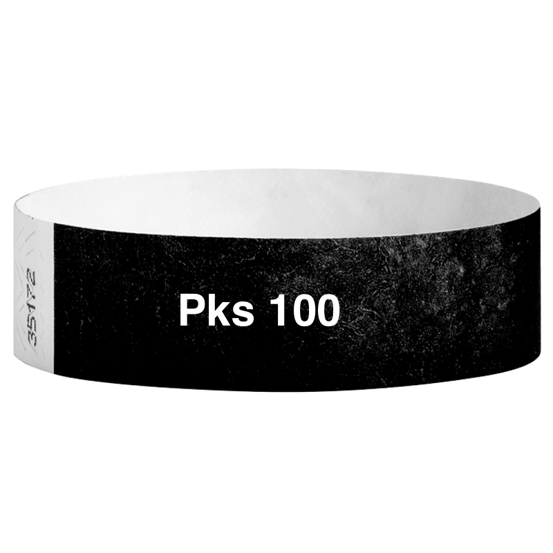 tyvek 3/4" solid wristband pk of 100 black