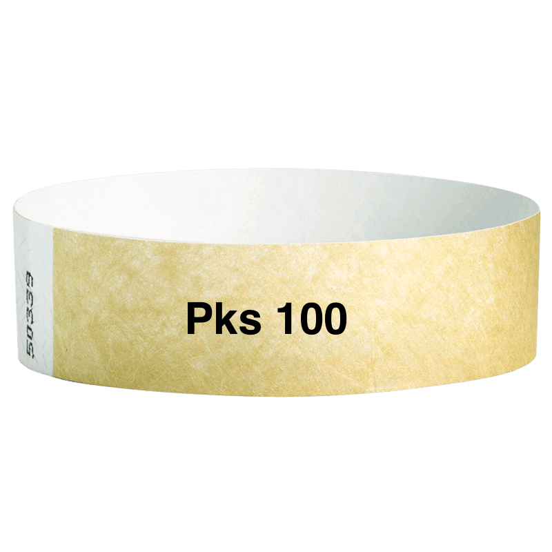 tyvek 3/4" solid wristband pk of 100 gold