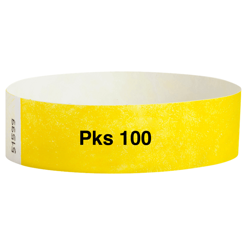 tyvek 3/4" solid wristband pk of 100 pantone yellow