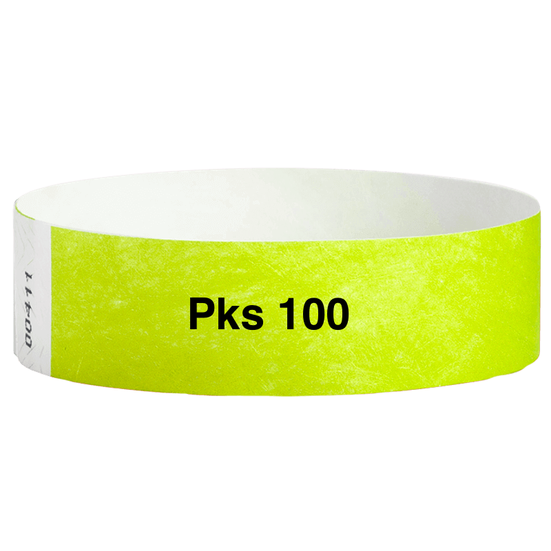 tyvek 3/4" solid wristband pk of 100 lime green