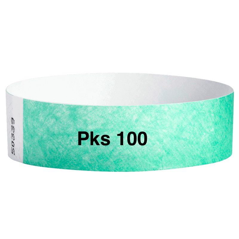 tyvek 3/4" solid wristband pk of 100 aqua