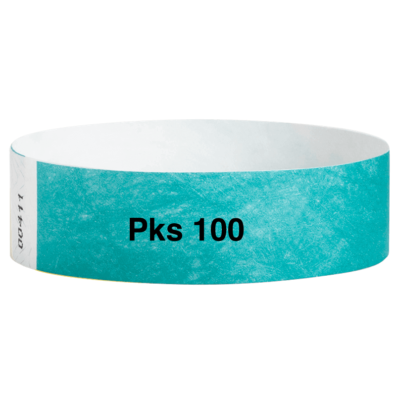 tyvek 3/4" solid wristband pk of 100 caribbean blue