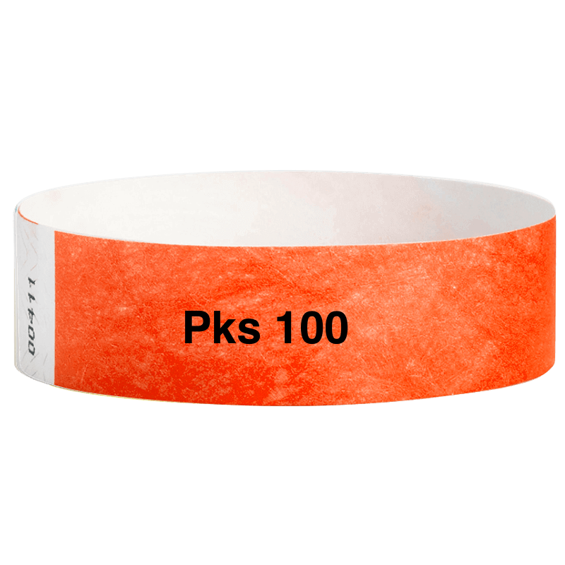 tyvek 3/4" solid wristband pk of 100 coral red