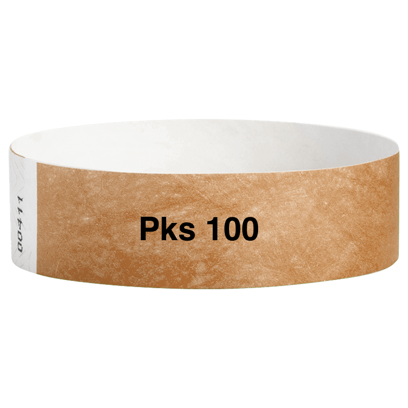 tyvek 3/4" solid wristband pk of 100 mocha