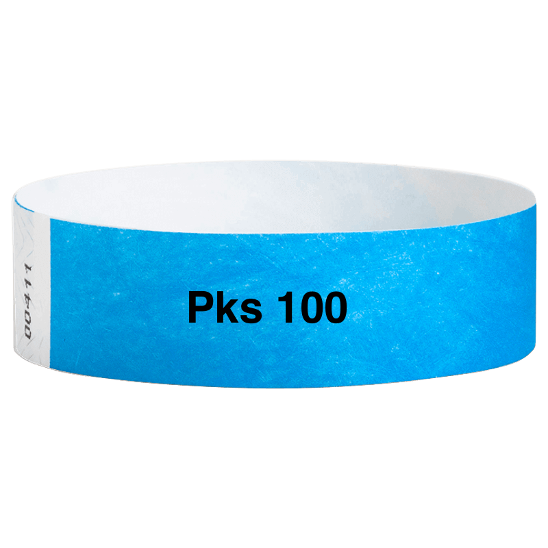 tyvek 3/4" solid wristband pk of 100 neon blue