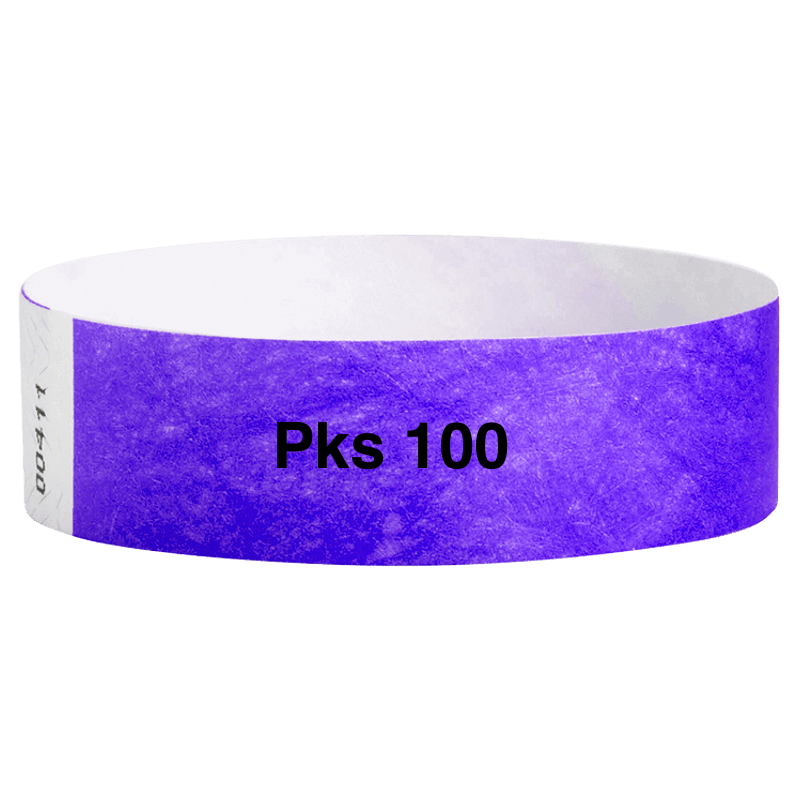 tyvek 3/4" solid wristband pk of 100 purple