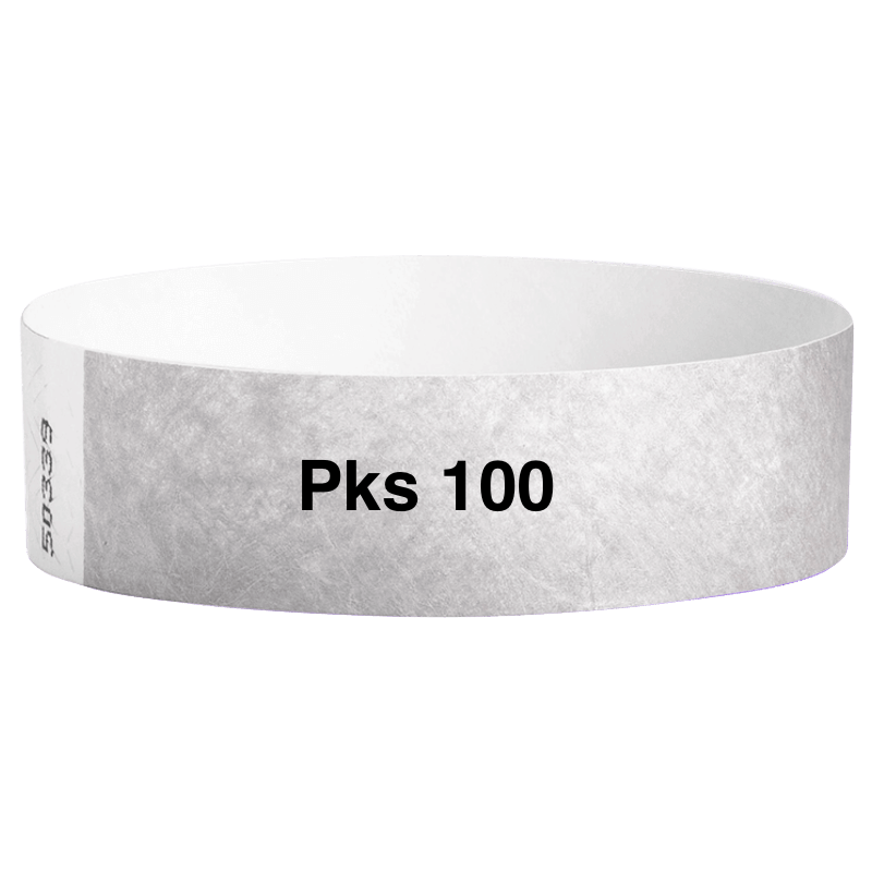 tyvek 3/4" solid wristband pk of 100 silver
