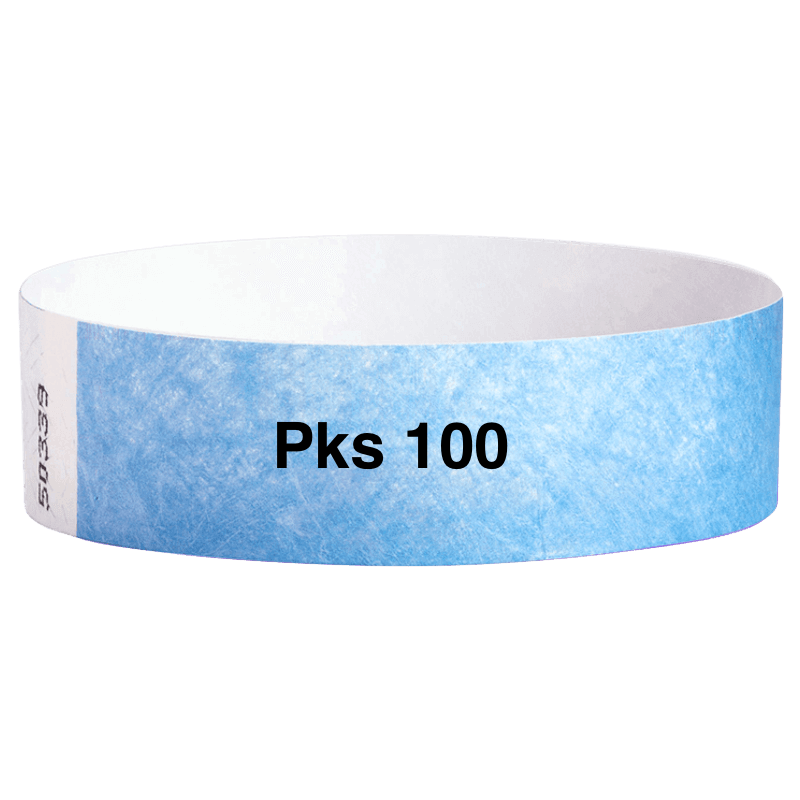 tyvek 3/4" solid wristband pk of 100 sky blue