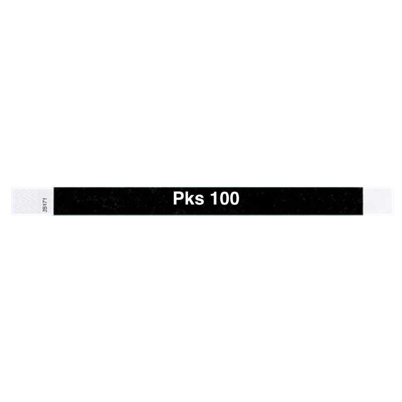 tyvek 3/4" solid wristband pks 100 black