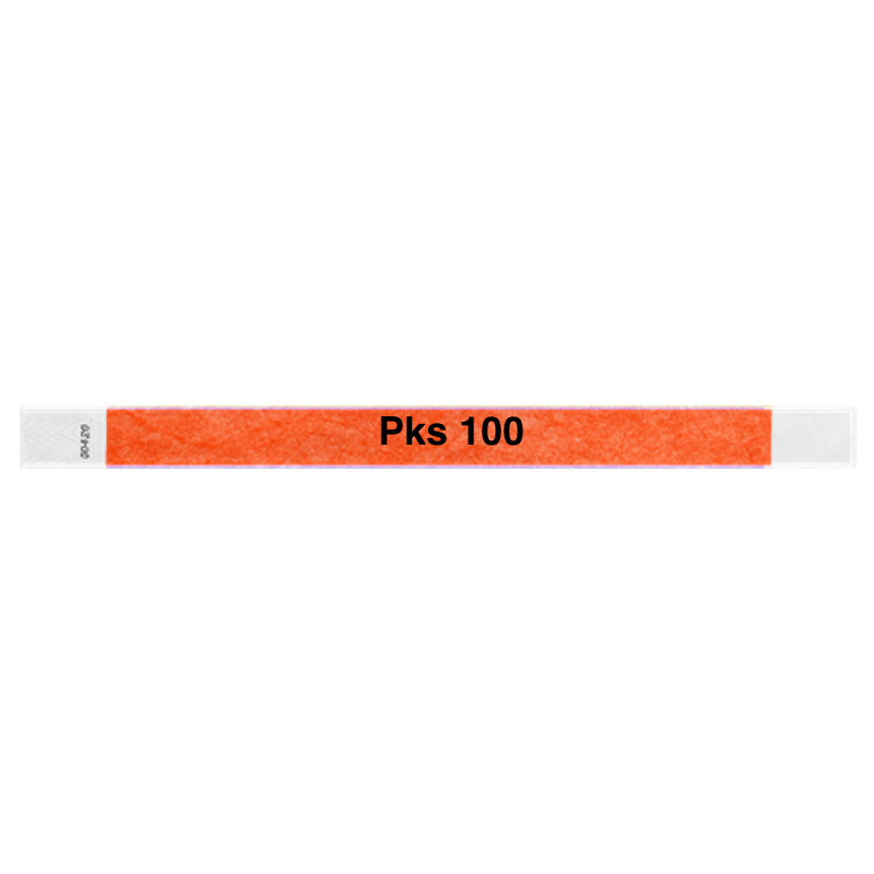 tyvek 3/4" solid wristband coral red pks 100