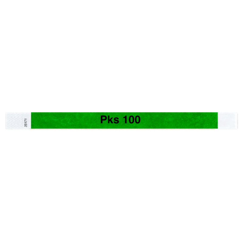 tyvek 3/4" solid wristband kelly green pks 100