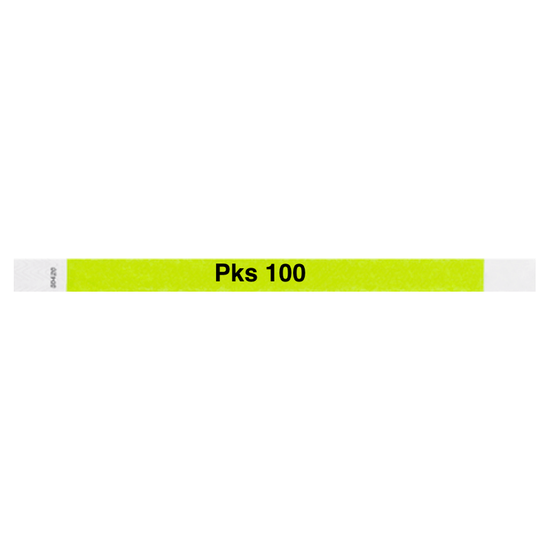 tyvek 3/4" solid wristband lime green pks 100