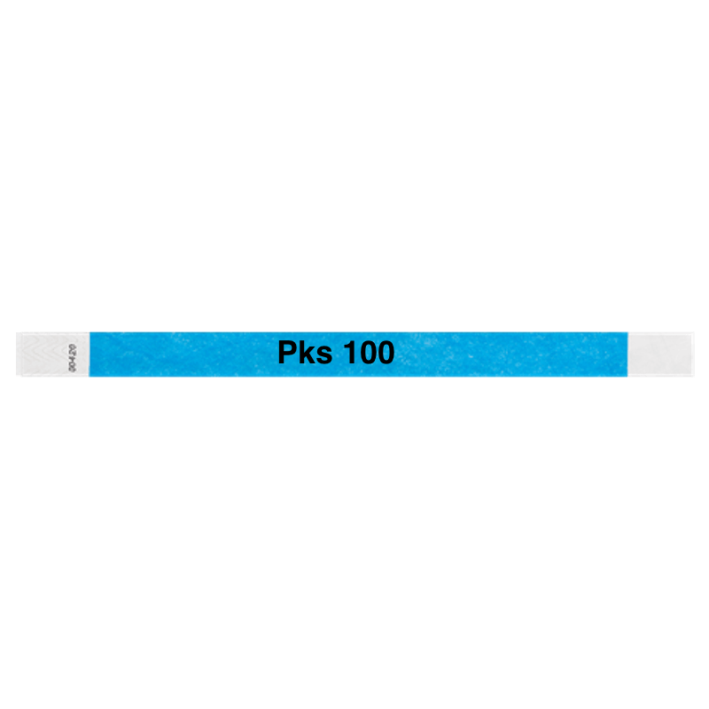 tyvek 3/4" solid wristband neon blue pks 100