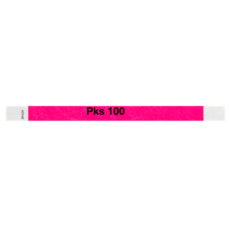 tyvek 3/4" solid wristband neon pink pks 100