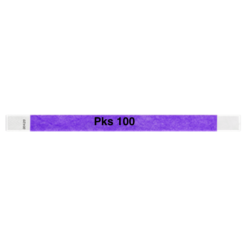 tyvek 3/4" solid wristband purple pks 100