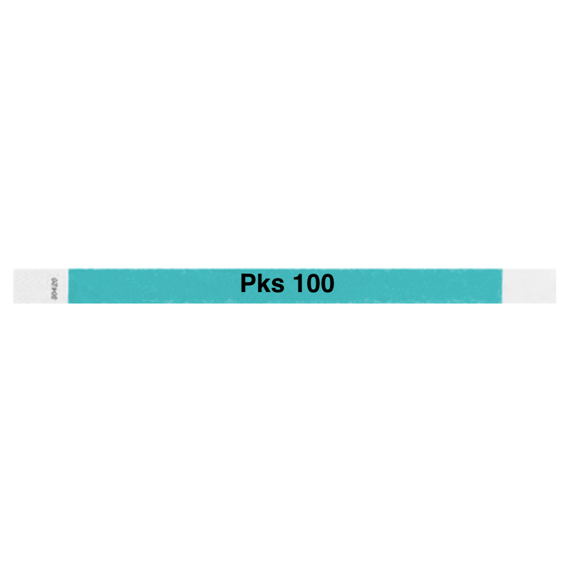 tyvek 3/4" solid wristband caribbean blue pks 100