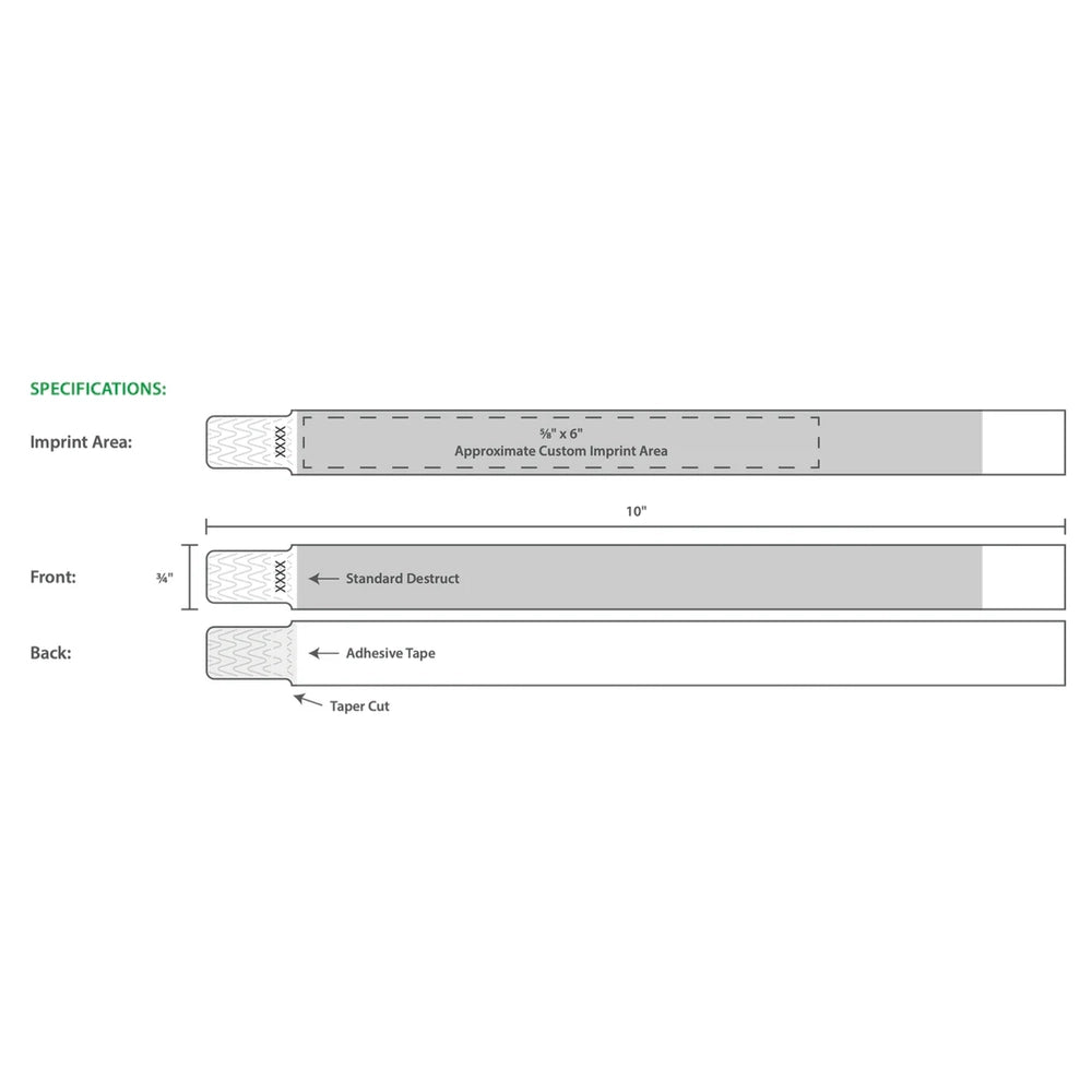 Template for tyvek custom wristband