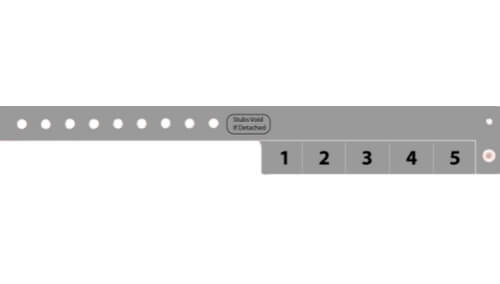 Vinyl Wristbands - 5 Tab Silver