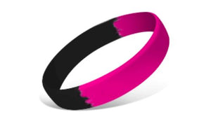 Segmented Silicone Wristbands - Black/Hot Pink