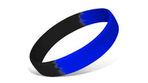 Segmented Silicone Wristbands - Black/Reflex Blue