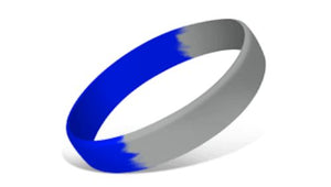 Segmented Silicone Wristbands - Blue/Grey