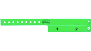 Vinyl Wristbands - 2 Tab Neon Green