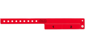Vinyl Wristbands - 2 Tab neon Red