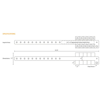 Template for vinyl 10 tab vinyl wristband showing where to customize 