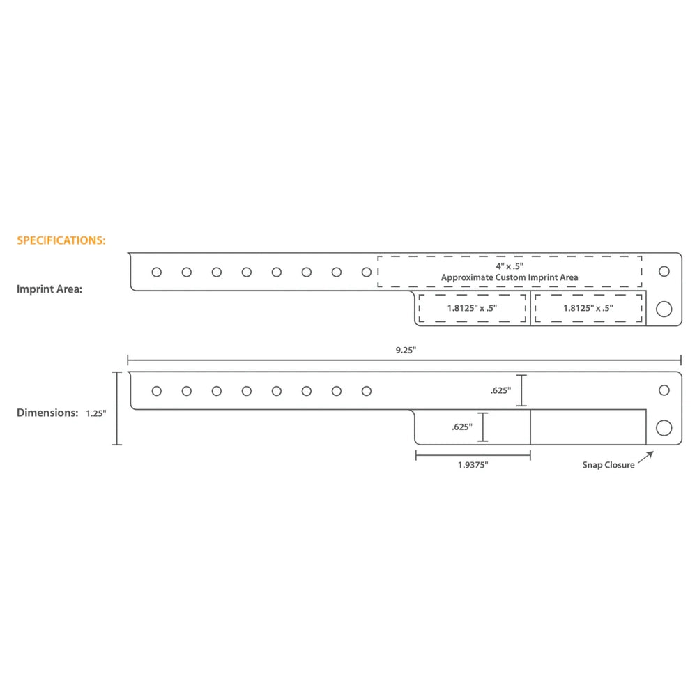 custom template showing where you can customize vinyl 2 tab wristband 