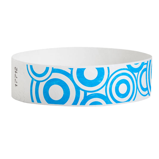 tyvek 3/4" wristband disk pattern in neon blue on white