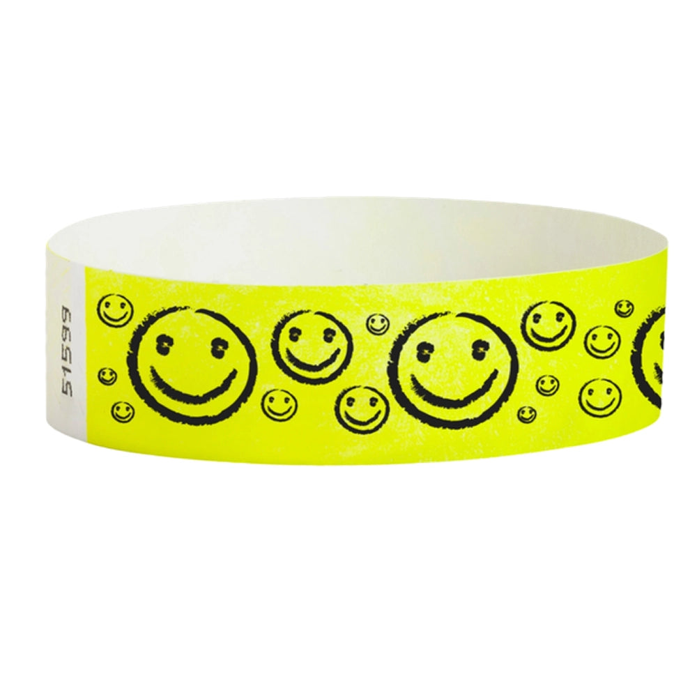Smileys on Yellow - 3/4" Tyvek® Wristbands