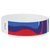 Wristband with blue and red design on a white background