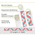 Product packaging  and text detailing features like die cut closure, sequential numbering, and perforated sheets. Aztec pattern shown on a tyvek wristband