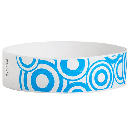 tyvek 3/4" wristband disk pattern in neon blue on white