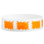 White wristband with orange starburst patterns on a white background