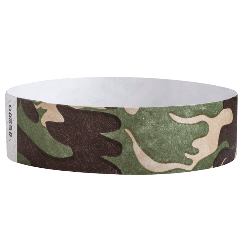 Camouflage-patterned event wristband 