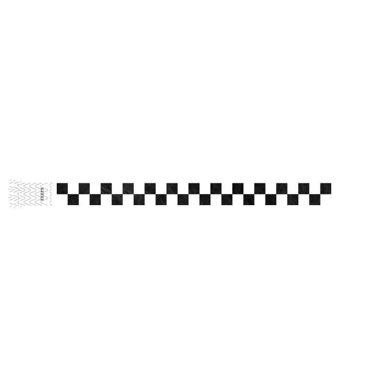 tyvek wristband with a black and white checkerboard pattern 