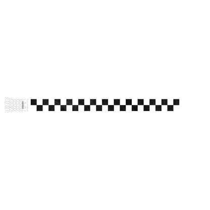 tyvek wristband with a black and white checkerboard pattern 
