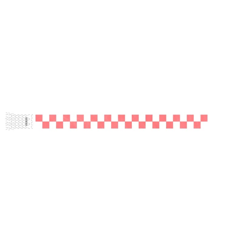 tyvek wristband with a coral red and white checkerboard pattern 