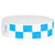 white and neon blue checkerboard pattern tyvek wristband