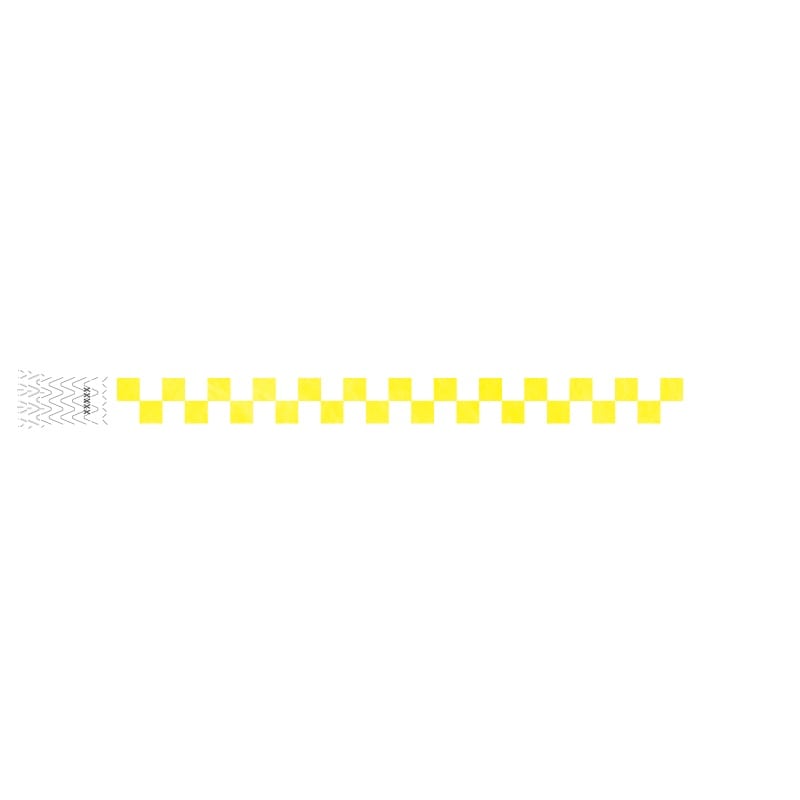 tyvek wristband with a neon yellow and white checkerboard pattern 